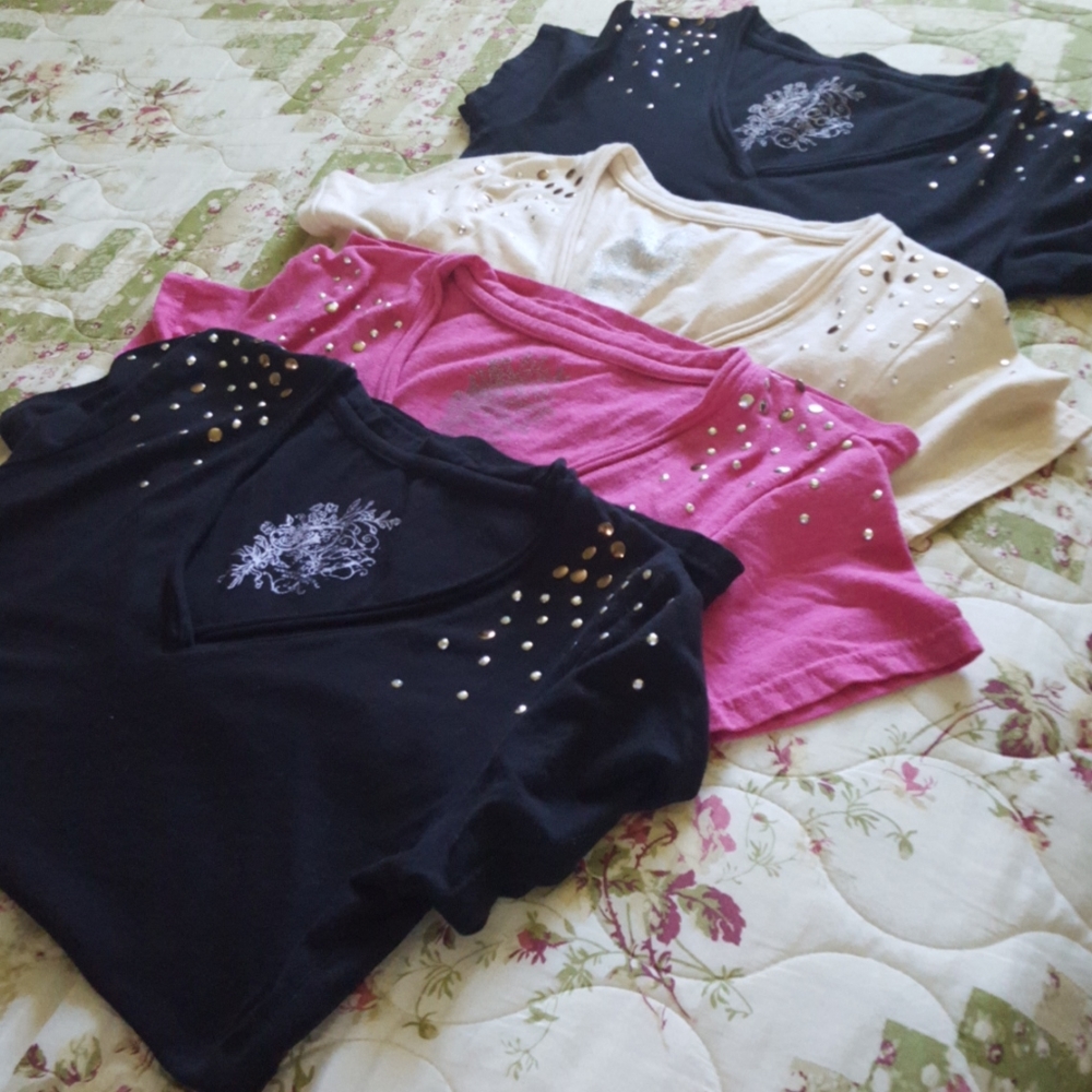 Embellished V Neck Tee's 2/$12